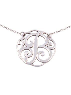 Lord & Taylor Sterling Silver Letter B Monogram Initial 18 Inch Pendant Necklace